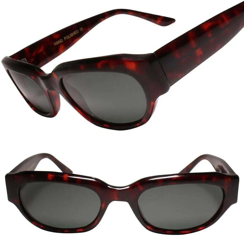 Classic 90s Mens Womens Vintage Small Retro Style Rectangle Tortoise Sunglasses